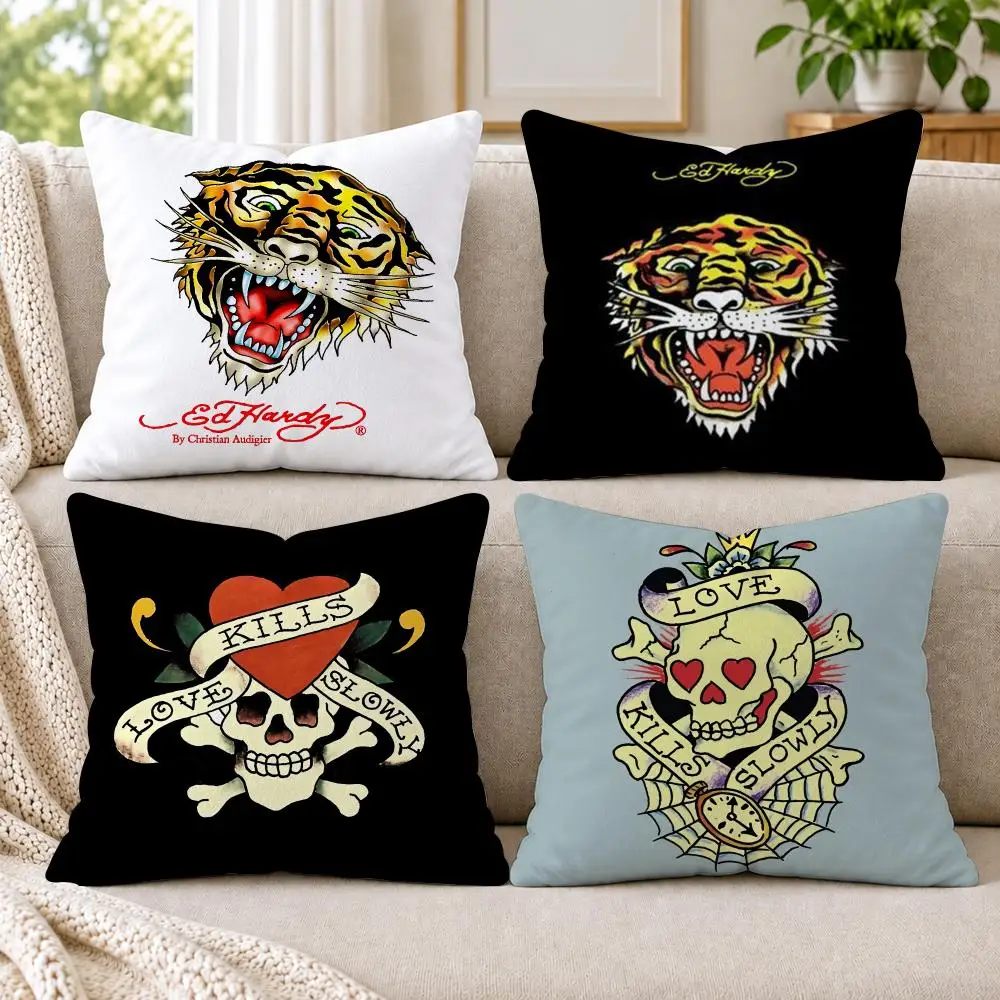 Brand E-Ed H-HardyS Cushion Cover Short Plush Double-Sided Printing Sofa Bedroom Living Room Throw Pillow Cover Home Decor
