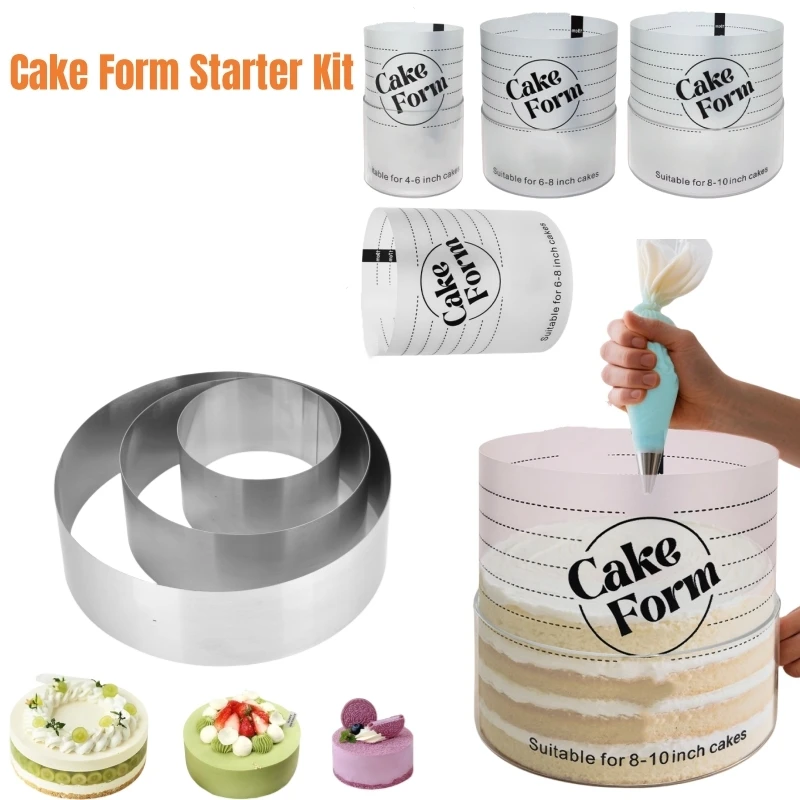 Molde Redondo Ajustable para Tartas de 10/12/15/20/25 cm, Herramienta Retráctil para Fondant, Aro para Tartas de Mousse, Círculo Acrílico, Molde DIY para Tartas de Mousse
