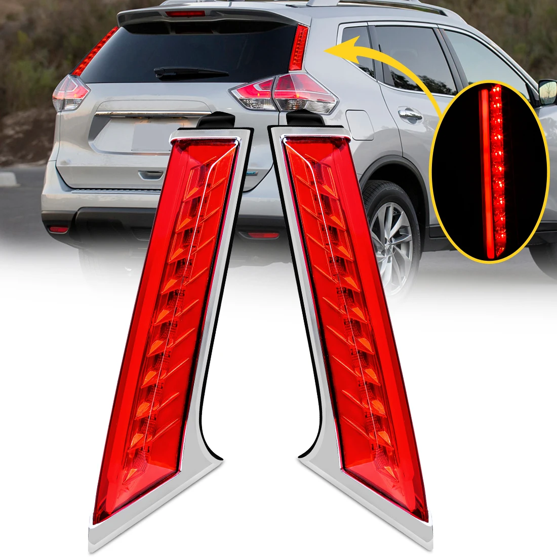 

Rear Bumper Brake Turn Signal Lamp For Nissan Xtrail X-trail Rogue 2014 2015 2016 2017 2018 2019 Window Pillar Tail Brake Light