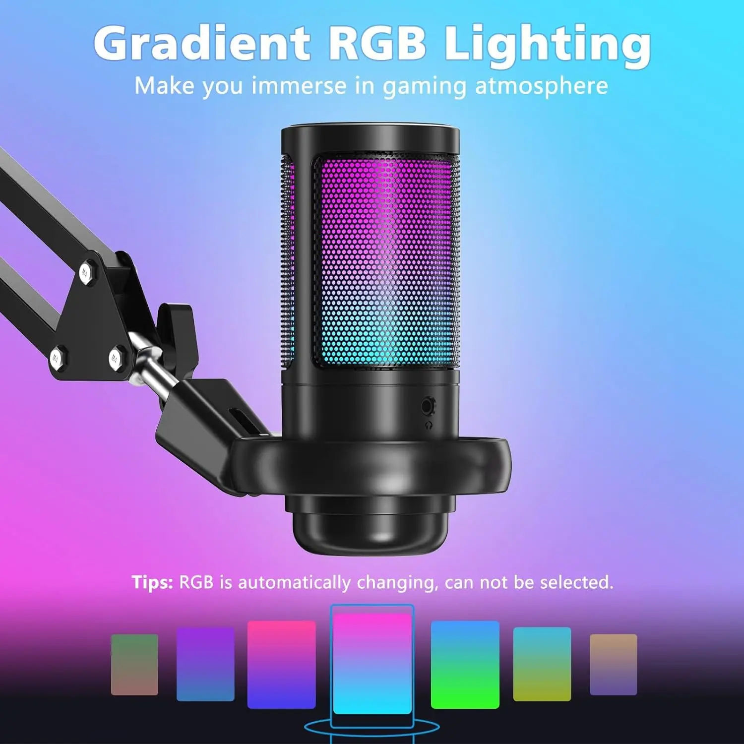 New heart-shaped RGB USB gaming microphone with desktop arm bracket kit