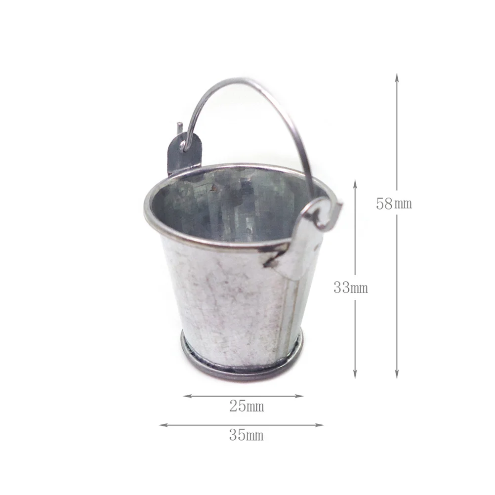 2 Pcs Mini Galvanized Buckets Tin Bucket Bucket Model Mini Garden Miniature Metal Buckets Child