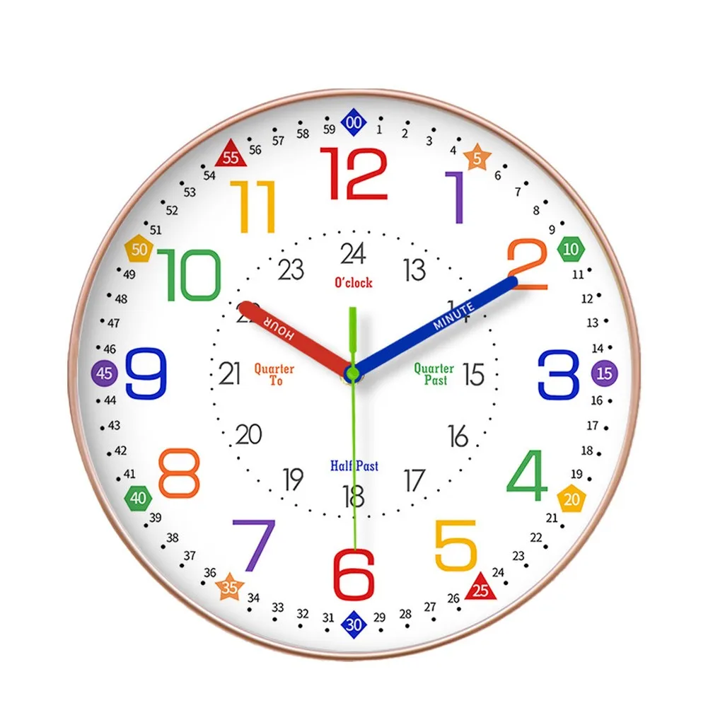 Children's silent wall clock for bedrooms and For study areas providing a quiet environment for learning and home decoration