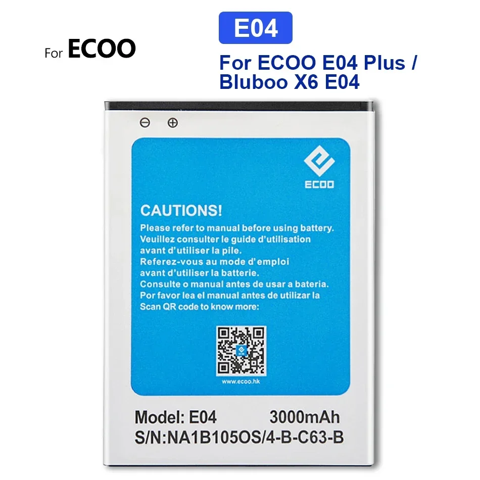 Сменный аккумулятор для ECOO E04 Plus/для мобильного телефона Bluboo X6 E04, 3000 мАч, E04 Plus