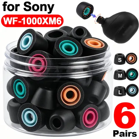 Memory Foam Eartips for Sony WF-1000XM6 Replacement Earbuds Tips Anti-Slip Headphones in-ear Earplugs for Sony WF-1000XM6