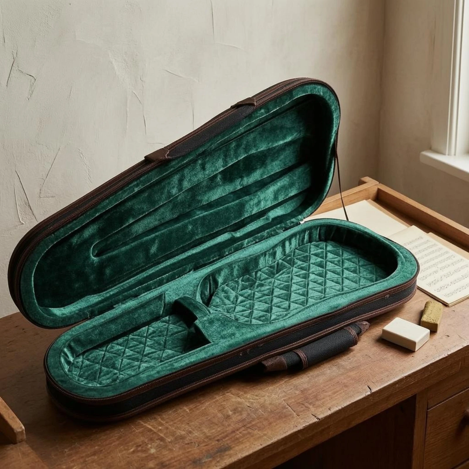 Air Travel Violin Case Quilted Quilted Lining Hard-Shell Violin Case String Instrument Gear Zippered Compartment Music Storage