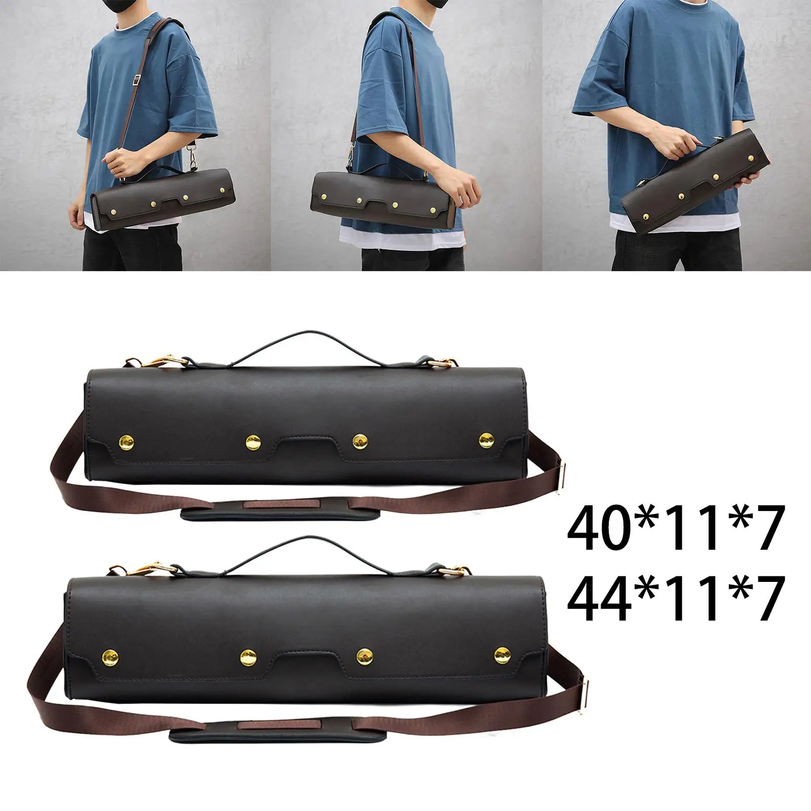 Custodia per flauto in pelle PU Scatola portaoggetti per flauto Tracolla regolabile in velluto Borsa a tracolla leggera resistente all'acqua