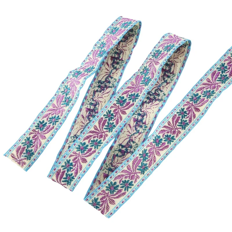 Flowers Pattern Embroidered Jacquard Ribbons Woven Lace Trim For Garment Bag Curtain Sewing Lace Fabric