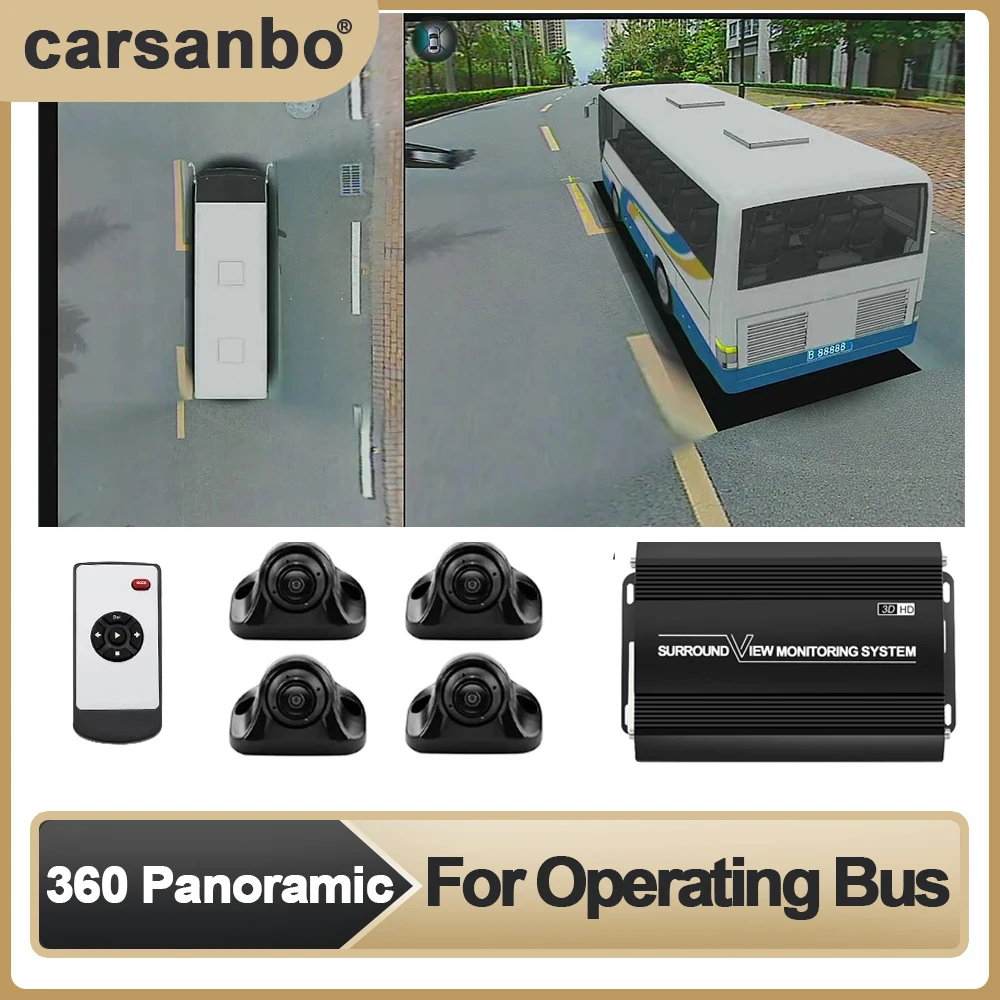 Carsanbo Car 360° Surround View Camera System 360 Bird's Eye Seamless View 3D 1080P Recorder Is Suitable for Operating Bus