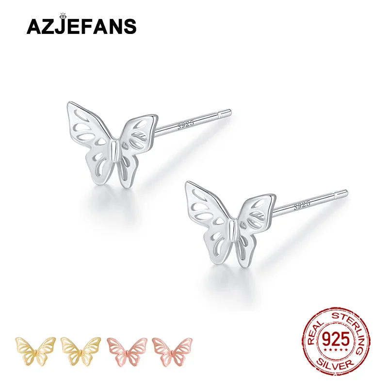 AZJEFANS 925 Sterling Silver Butterfly Stud Earring For Women