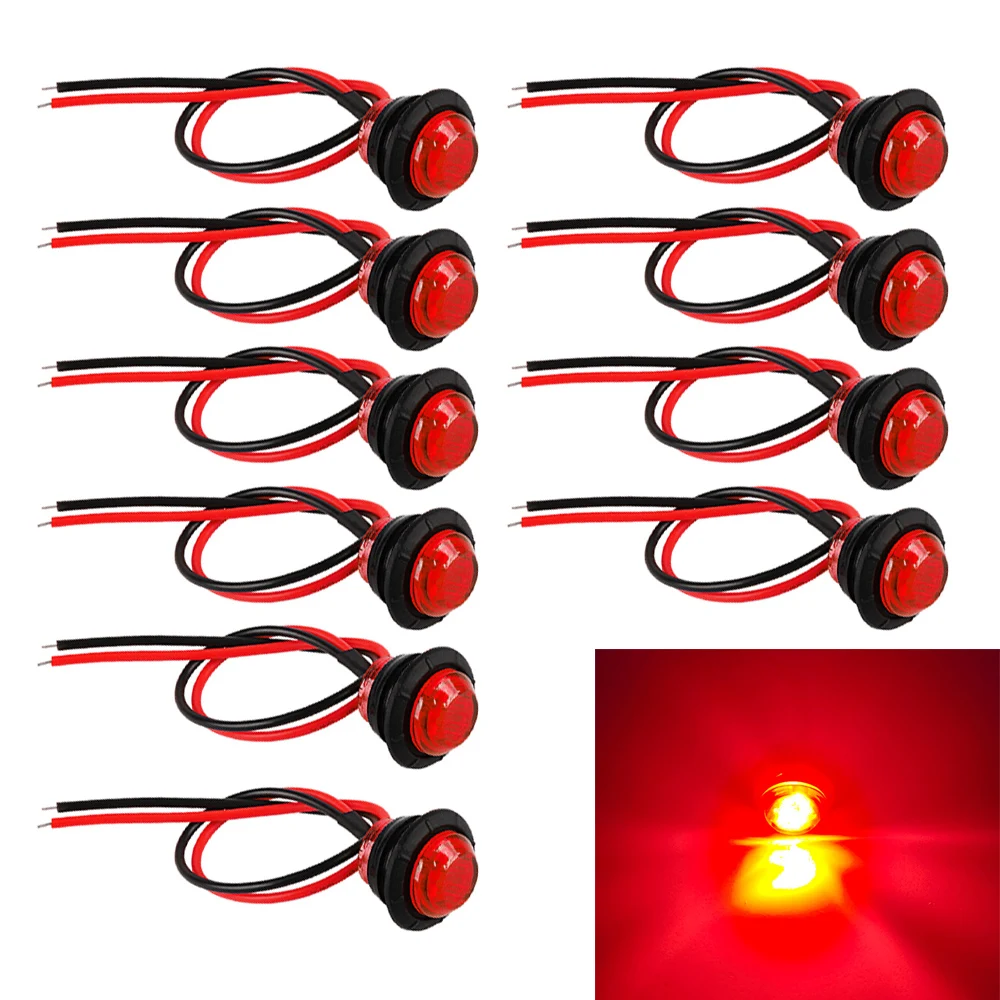 10pcs 12V Universal LED Side Marker Indicators Light Truck Warning Tail Light Trailer Lorry Car External Clearance Turn  Signal