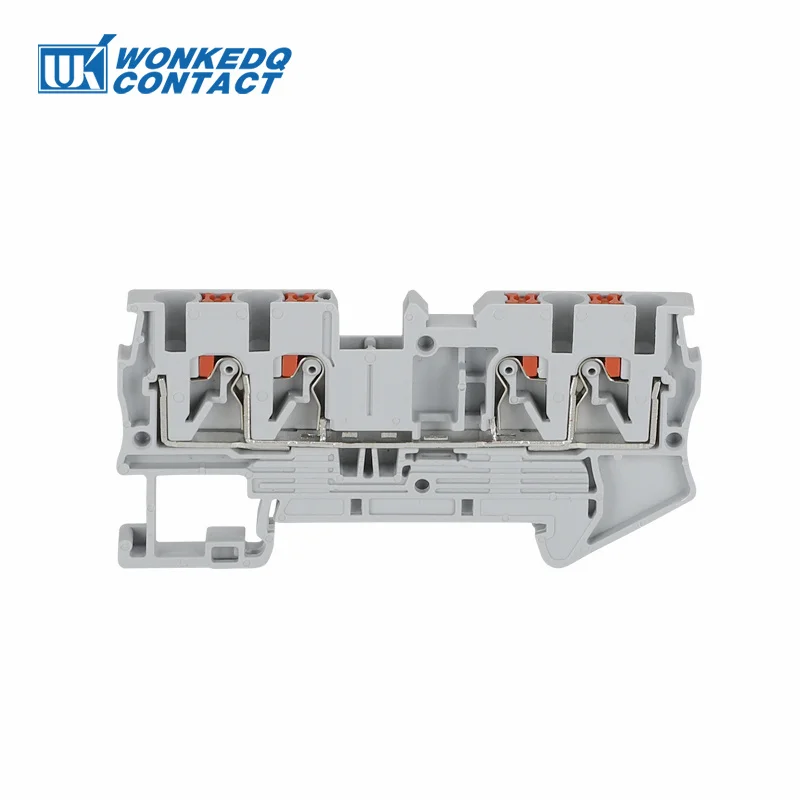 10 Stück PT2.5-QU Push-In-Feder 4-Leiter-Streifenstecker PT 2.5 QUATTRO-Draht Elektrischer Steckverbinder DIN-Schienenklemmenblock PT 2.5-QU
