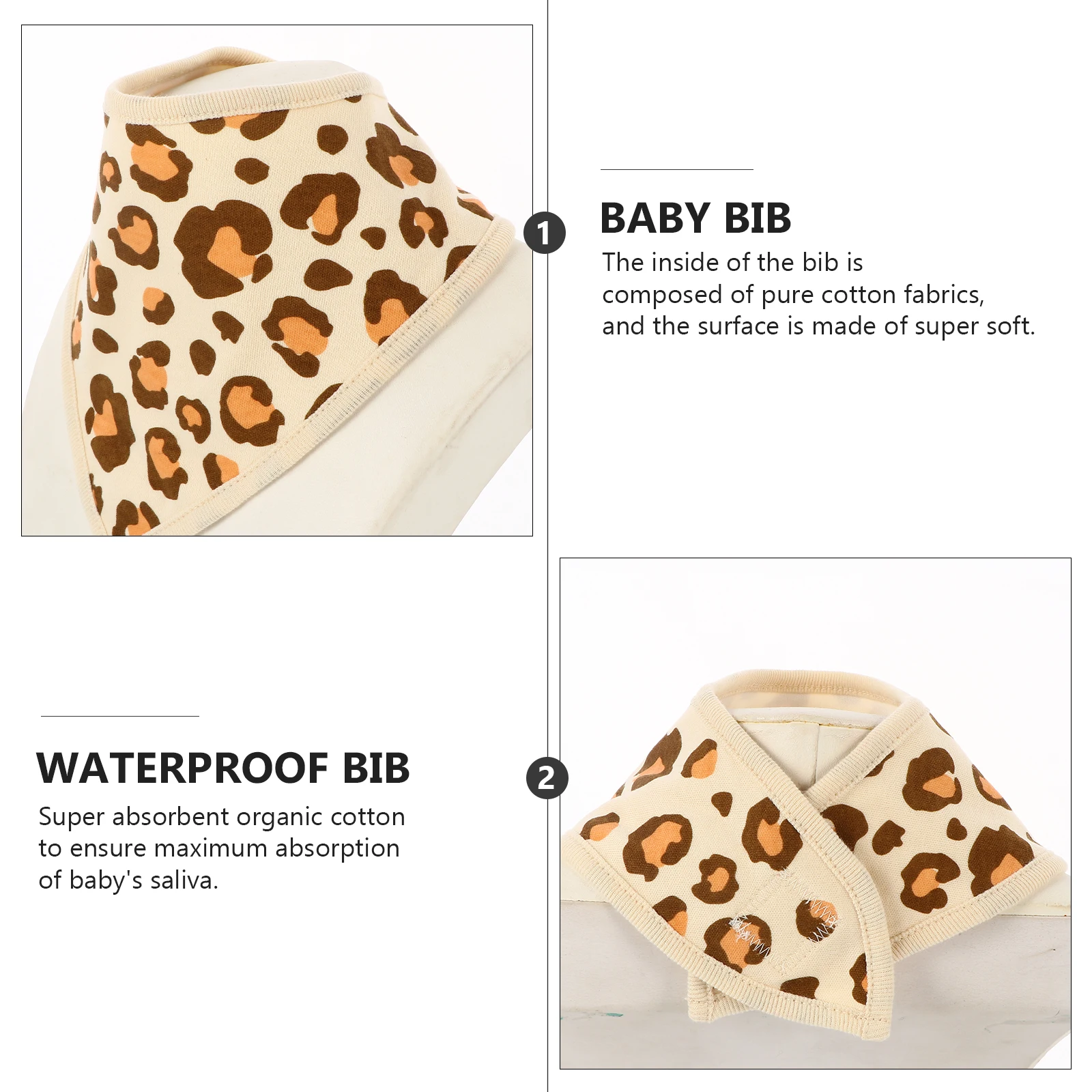 

3pcs Waterproof Bib Bibs Super Absorbent Pure Cotton Newborn Saliva Towel Adjustable Strap Soft Skin Friendly for
