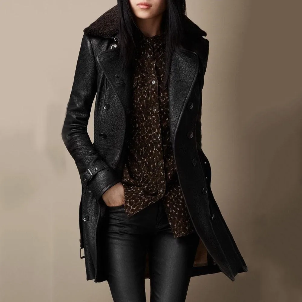 Casual No Hood Mid Length Coat with Button Details and Non Iron Treatment Regular Fit English Style Commuter Chic Women Jackets