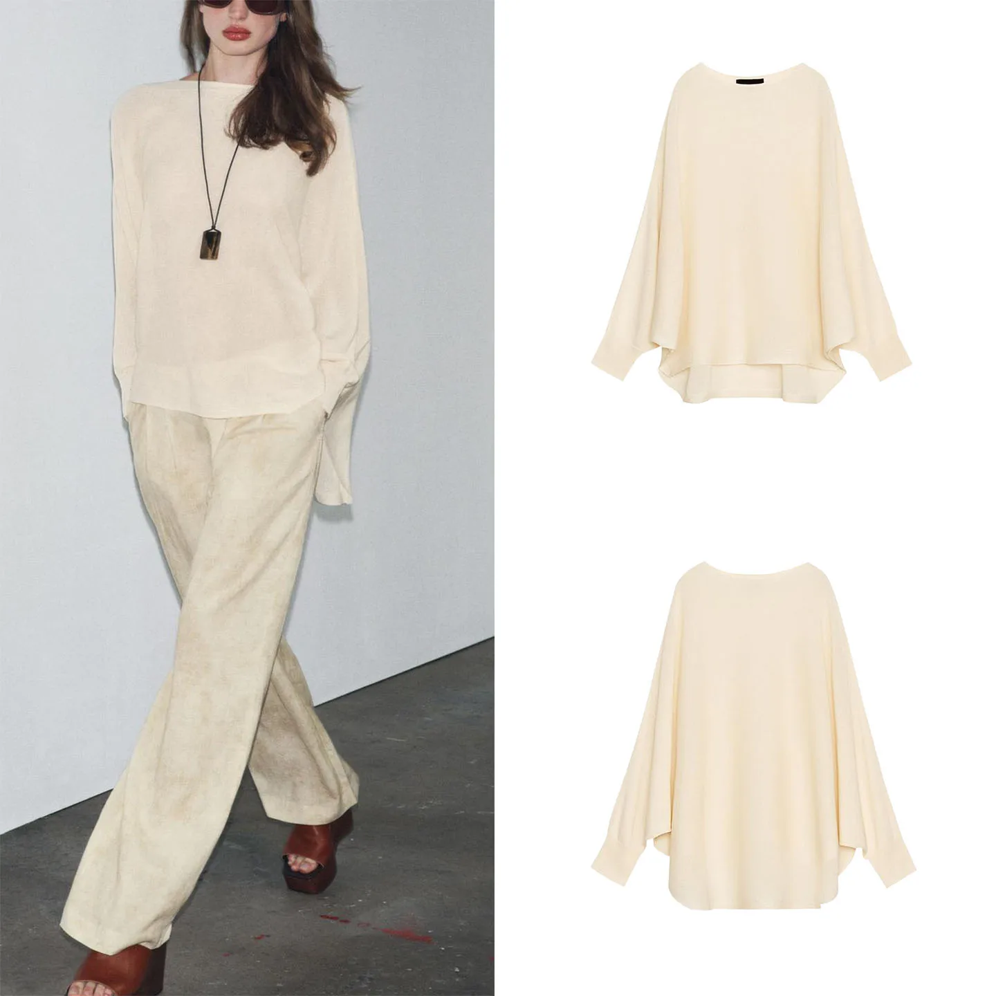 

Ele Knitted Sweater Z Women's Faion 2025 New Arrival Flat Needle Knit Casual Classy Long Sve round Ne Top