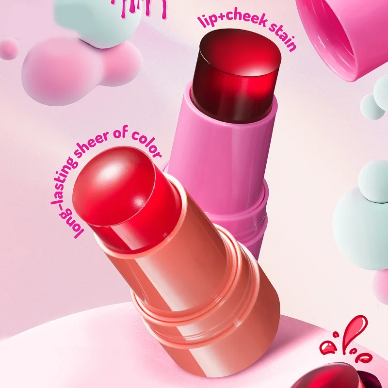 Jelly ลิปสติก Rouge Blush Stick 3-in-1 เกาหลี 4 สี Multi-Function ผู้หญิง Lip GLOSS Eye Cheek NATURAL Lasting Contour STICK