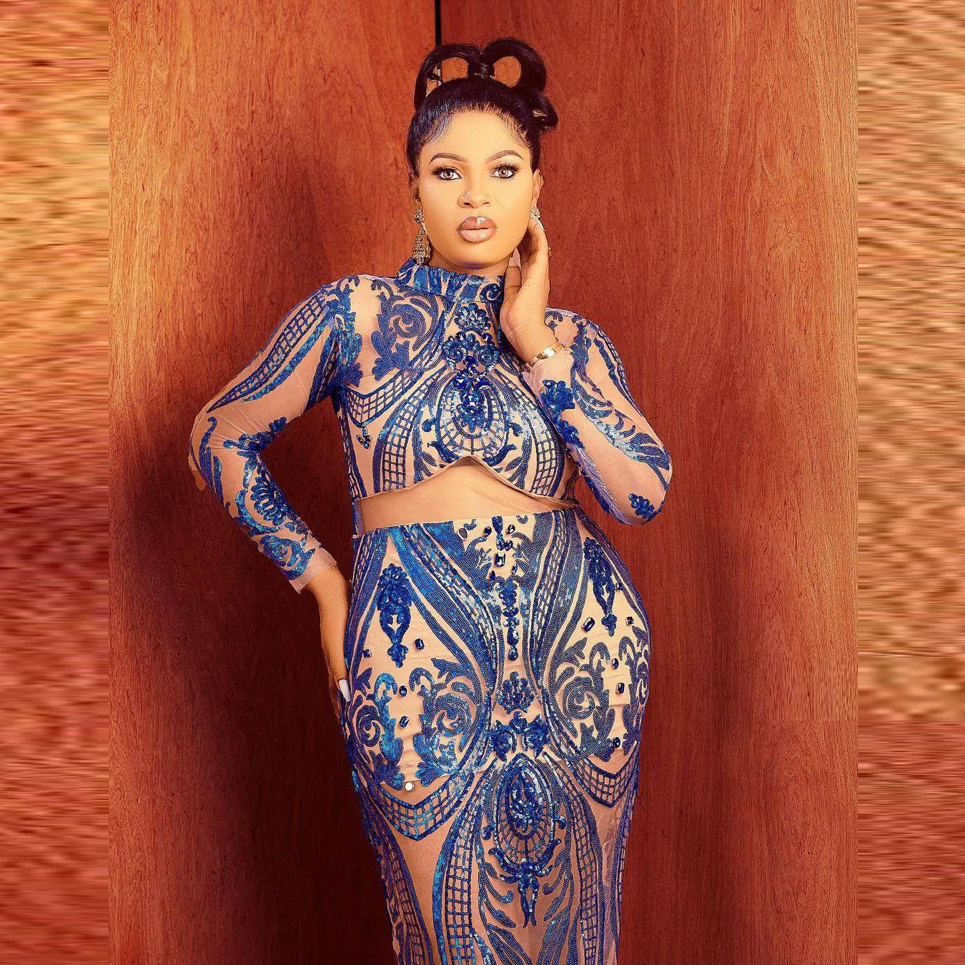 Robe de soirée en dentelle bleu Royal, style sirène, manches longues, longueur au sol, Aso Ebi, tenue de fête africaine