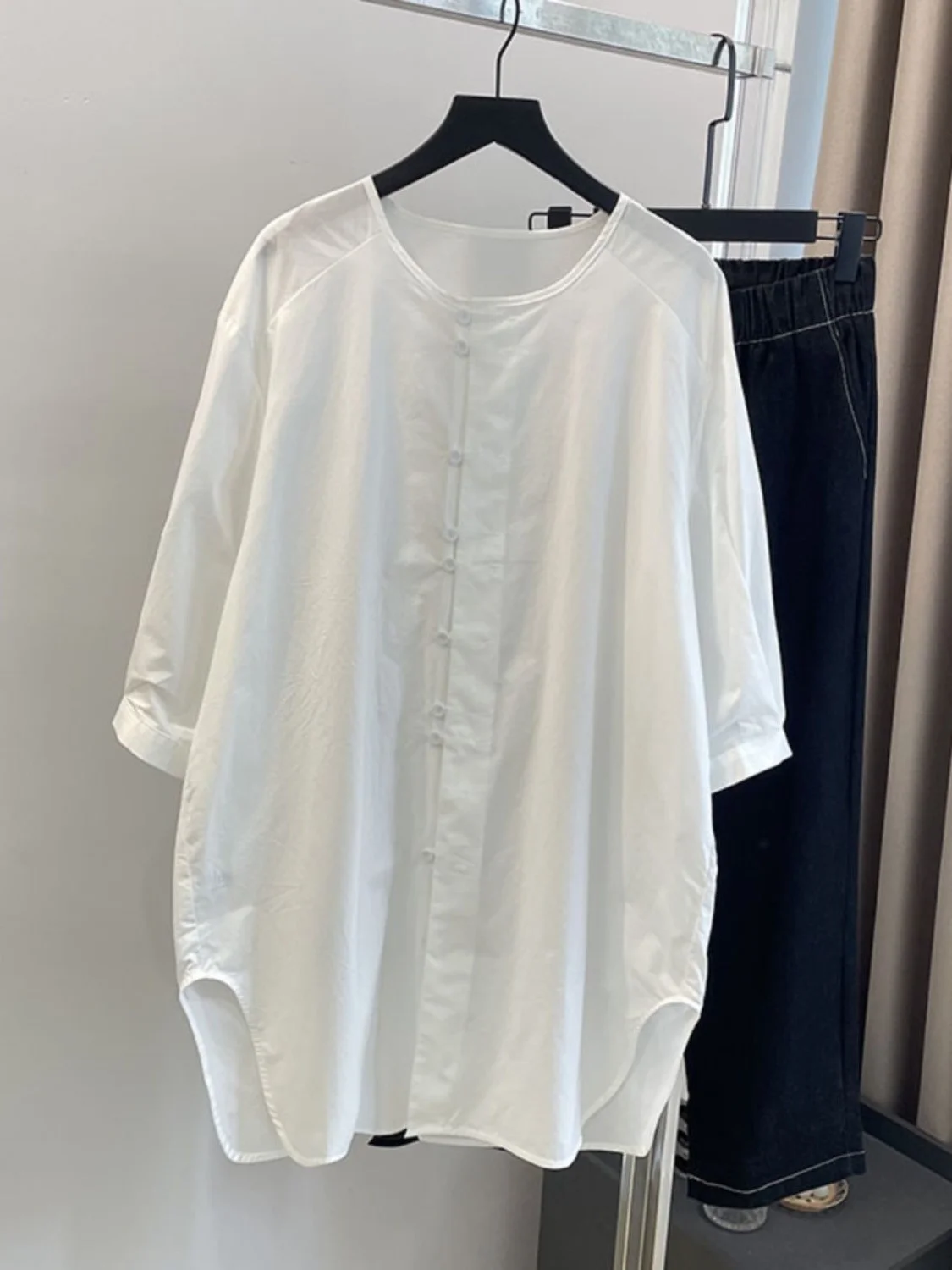 

plus Size 300 Pou Women's irt Dr over Hip round Ne White Summer Loose Fit Casual A-Line Skirt Sle Commute Faion