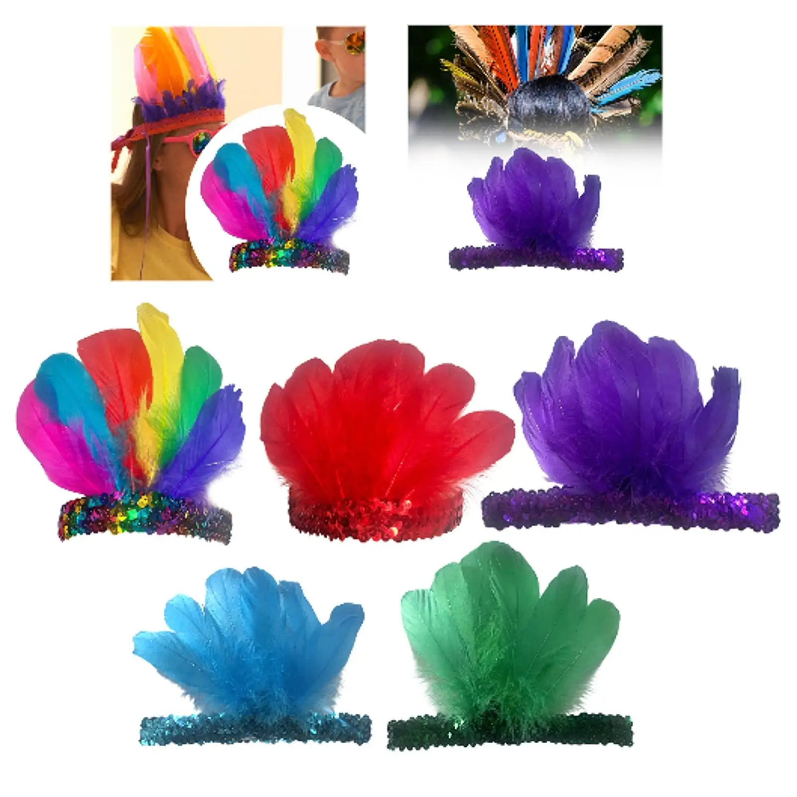 

Feather Headband Elegant Costume Accessories Sequins Feather Headpiece for Stage Show Carnival Halloween Role Playing Cosplay
