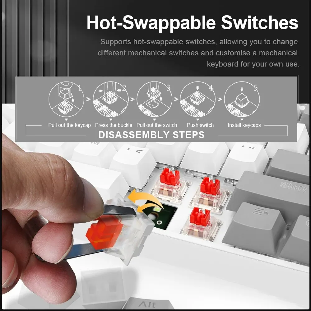 E-YOOSO Z14 USB Mechanical Gaming Wired Keyboard Red Blue Switch Monochrome LED Backlit 104 Key Gamer for Computer Laptop