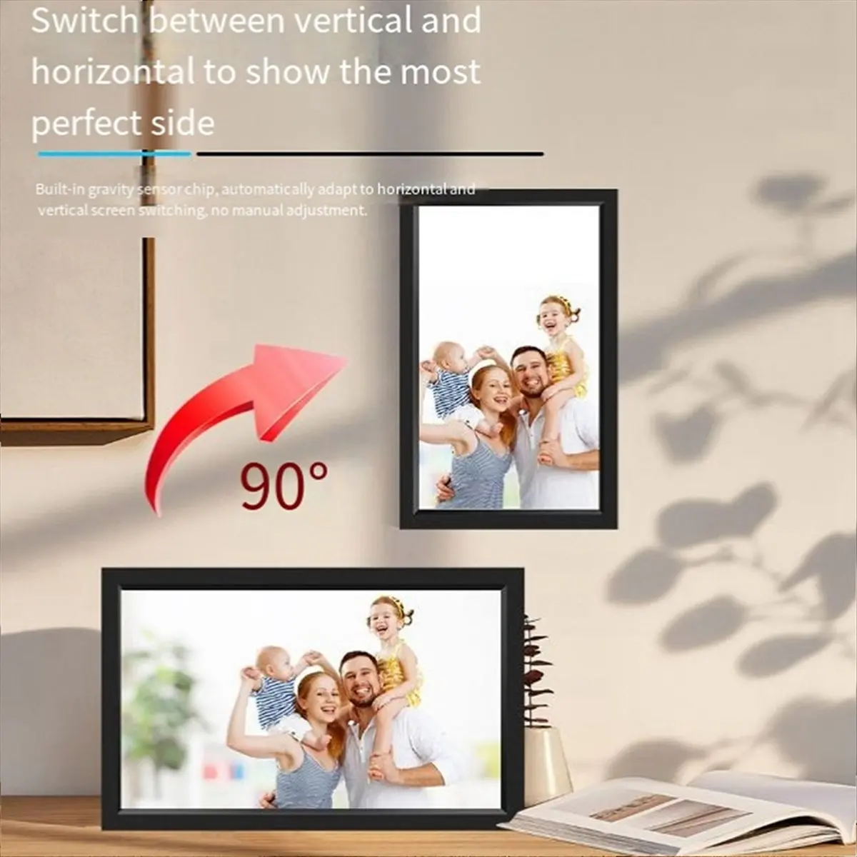 AABFK Frameo إطار صور رقمي إلكتروني 15.6 بوصة 1920x1080 IPS FHD شاشة لمس 32 جيجابايت تخزين تلقائي مع قابس أمريكي أسود