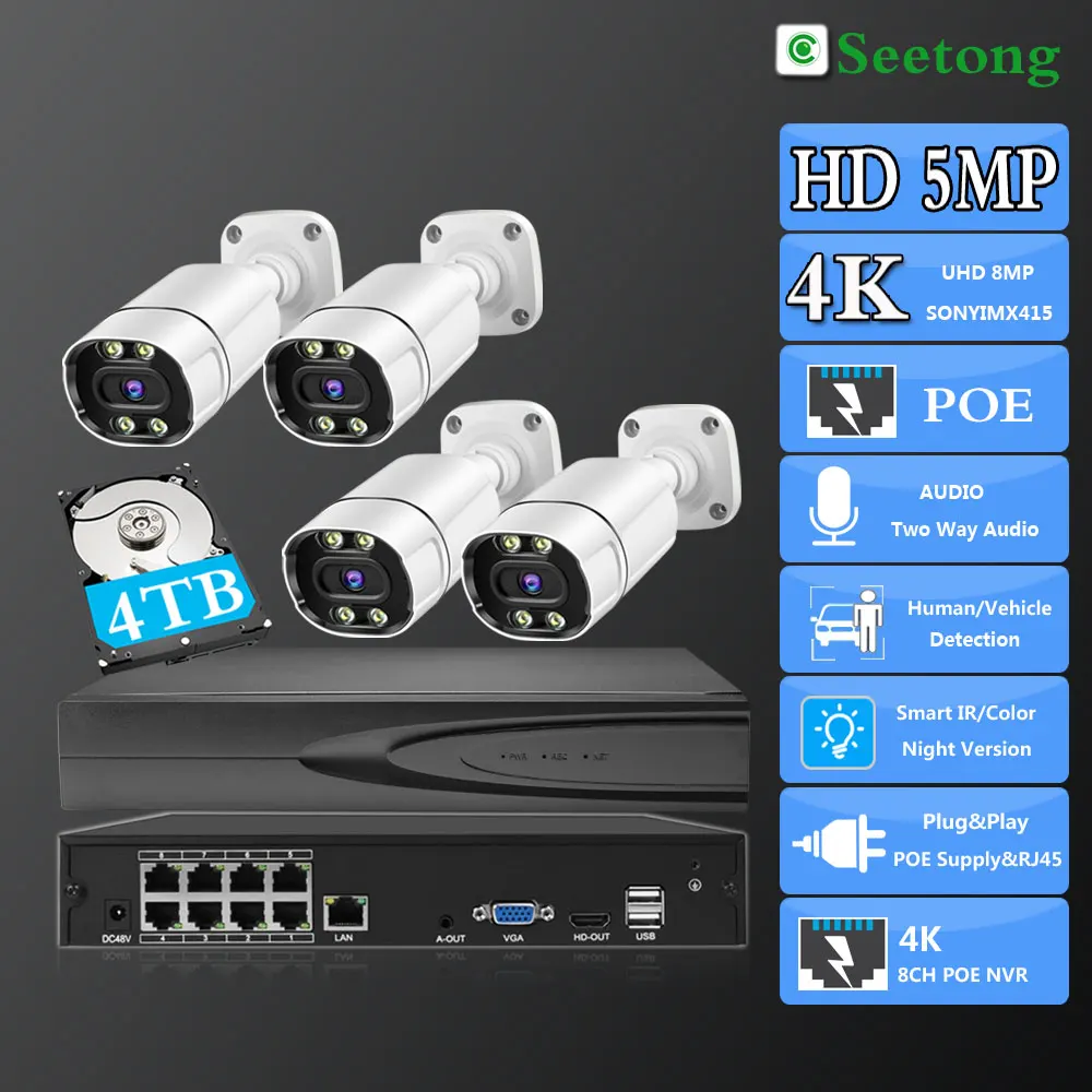 

Seetong B910T 4CH So-ny415 4K 8MP Security POE Kit , Dual light source, Onvif, Video Surveillance System for Home & Business