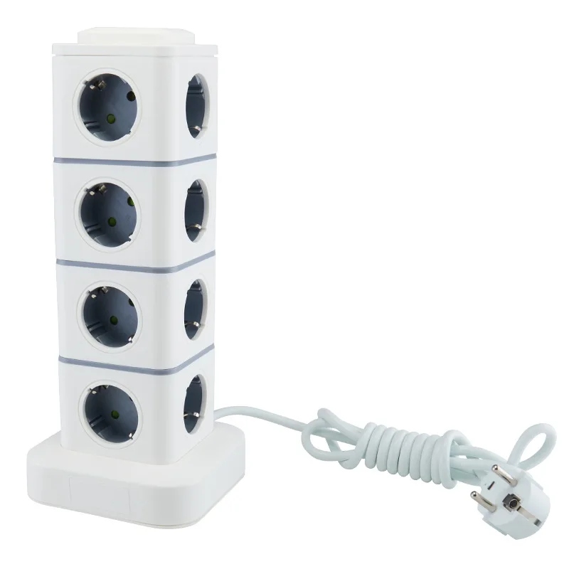 

Tower Socket German European Standard Intelligent Plug-in Board Home Office Power Strip Suitable for Germany France Russia