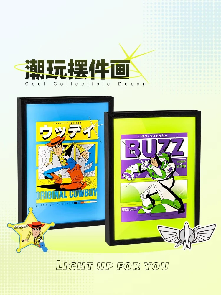 Toy Story Series Anime Peripheral Toys Buzz Lightyear Peripheral Intelligent Picture Frame Lights Desktop Ornaments Holiday Gift