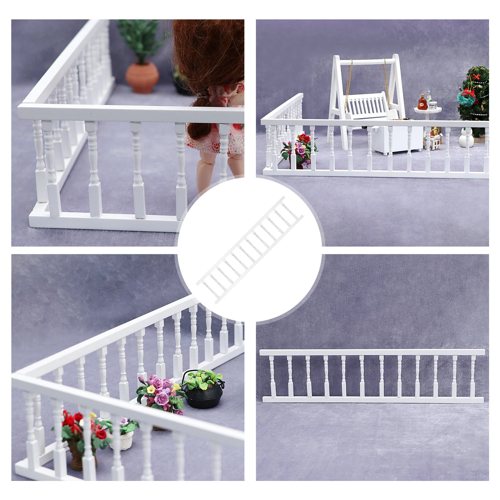 1 Stuks Mini Witte Houten Leuningen Lichtgewicht Miniatuur Meubelaccessoire voor DIY Micro Landschap Woondecoratie Ornament