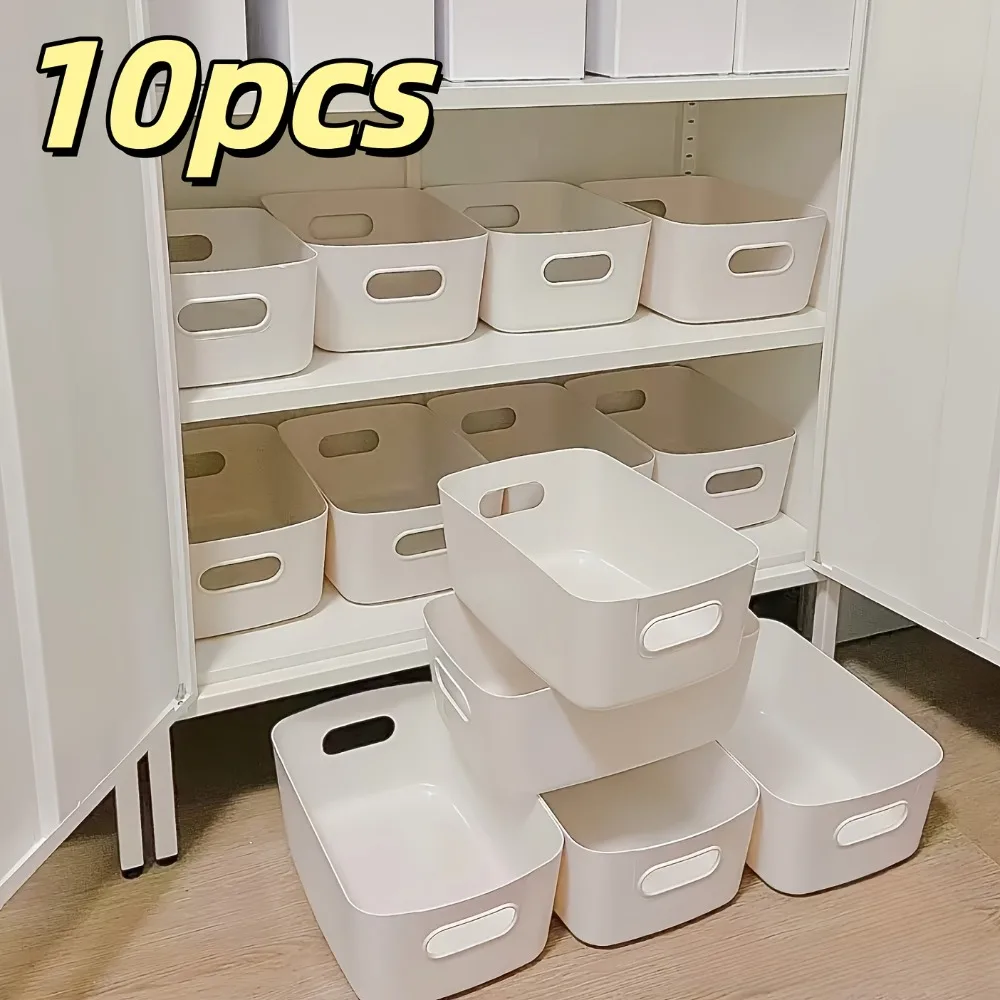 10Pcs Plastic Storage Boxes Portable Desktop Organizer Basket For Kitchen Bathroom Dorm Office Cosmetics Sundries