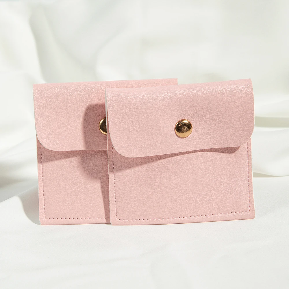 5 Stück PU-Leder Gold Knopf Tasche DIY Schmuck Ohrring Halskette Schnappbeutel Hochzeit Verpackung Geschenktüte Reiseaufbewahrung Staubsack Großpackung – Detail 13