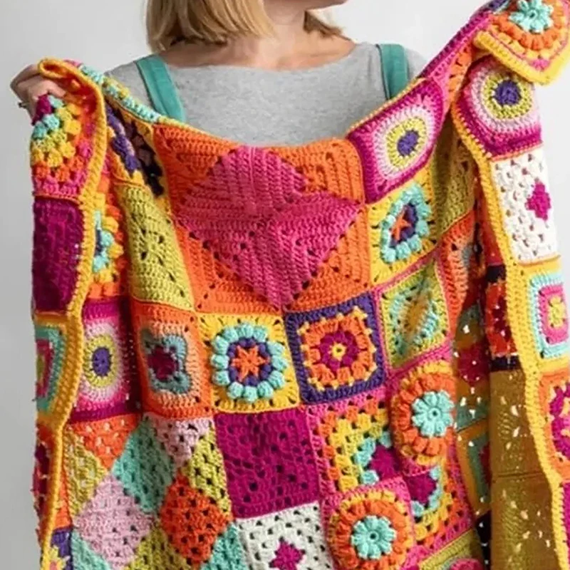 50 sztuk/pudełko Mieszane Wzory Granny Square do Robienia na Drutach, Zestaw DIY dla Dorosłych
