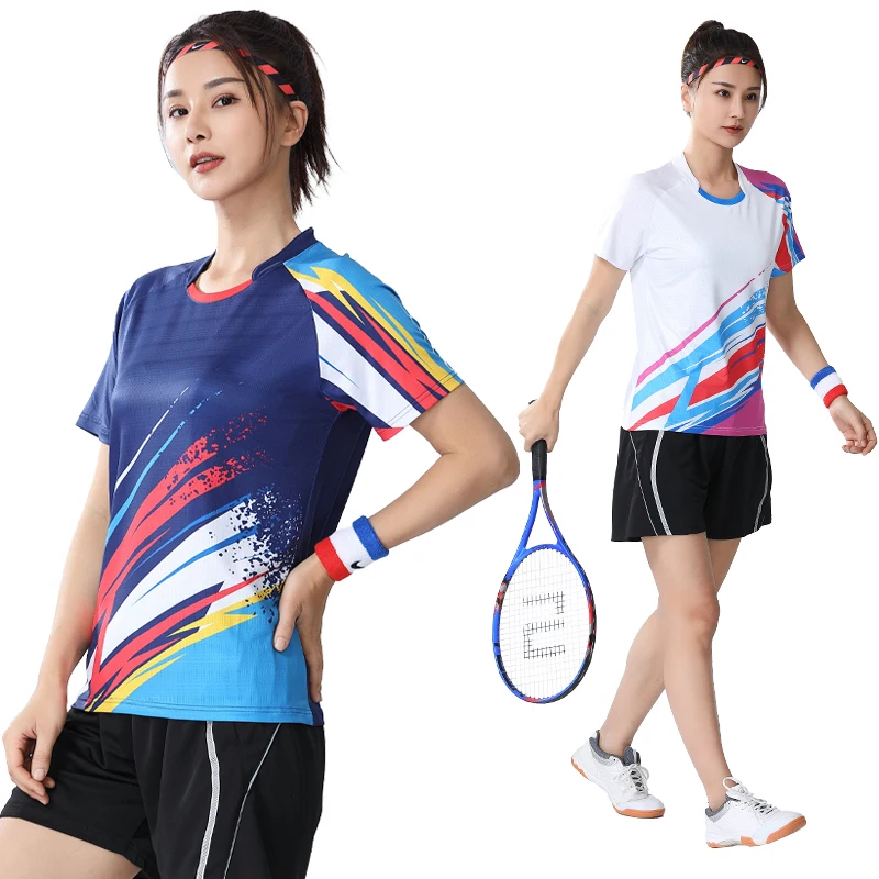 New Badminton Women T-shirts Quick Dry Volleyball Sport Custom Training Short Sleeve Breathable Polyester Exercise Tennis Shirt