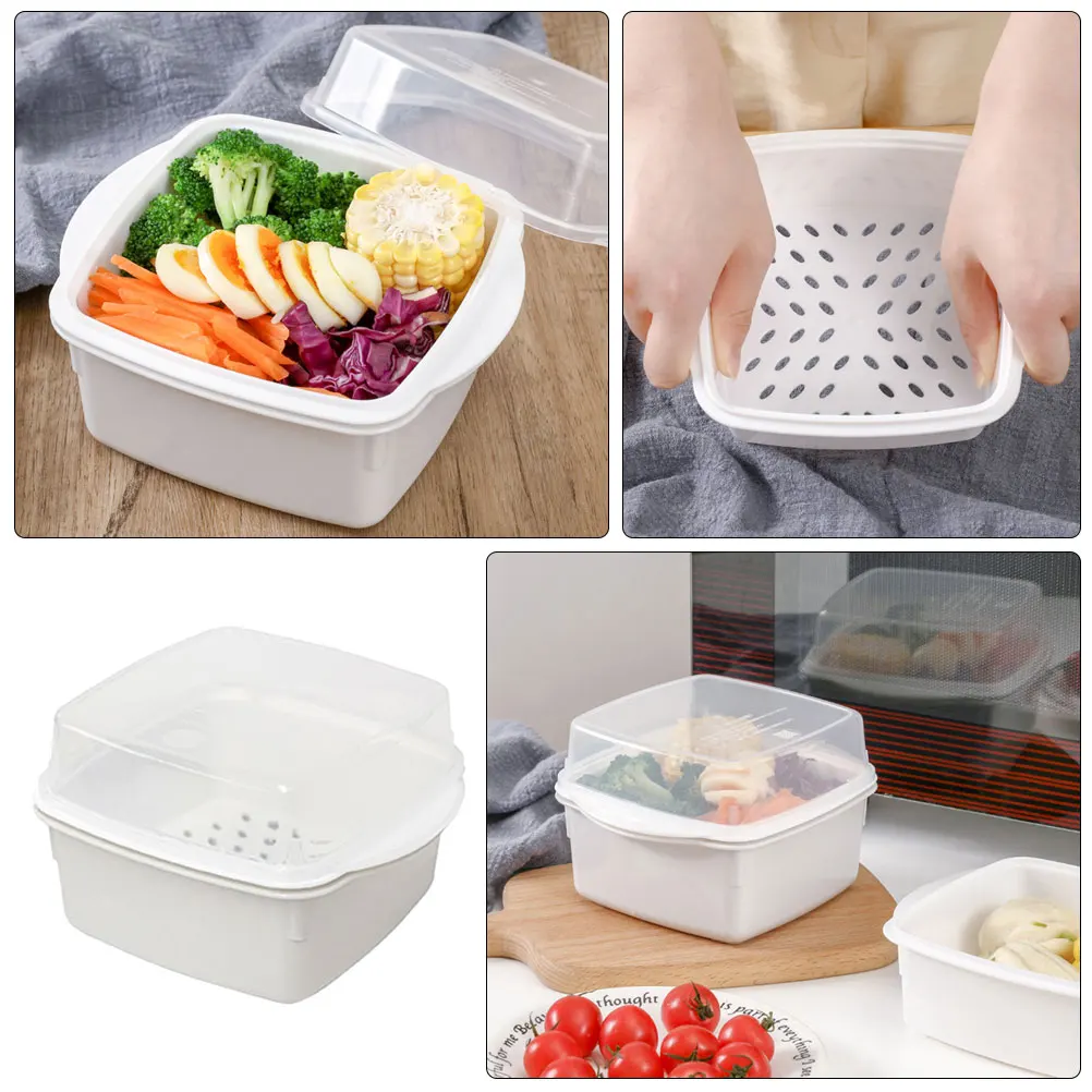 Microwave Vegetable Steamer Box Double Layer Plastic Steamer Kitchen Steaming Case With Lid for Cooking Supply Daily Use