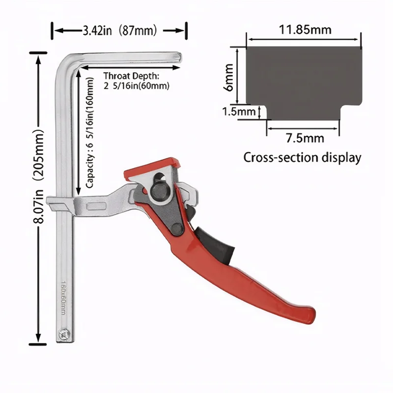 Abrazadera F mejorada de HRBAJ-1PC, sistema de riel guía resistente y duradero, herramienta manual, abrazadera de liberación rápida