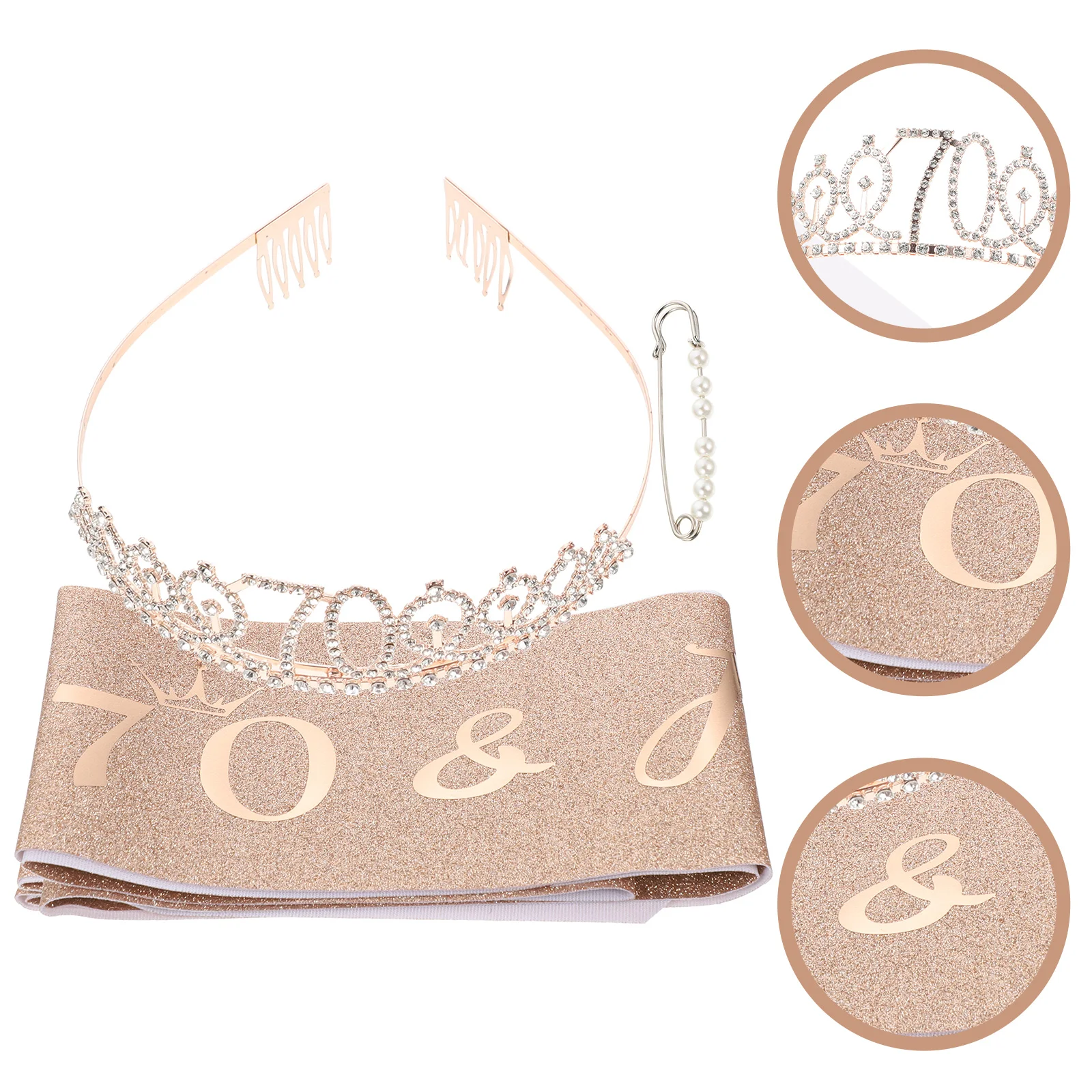

Birthday Gift Strap Crown Party Decorations Sash Shoulder with Adjustable Rose Gold for Girls Baby