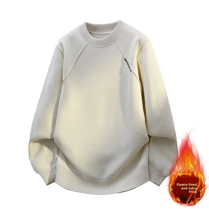 

Men's round Ne Fce Lined Thiened Sweatirt Casual Versatile Base Layer irt Autumn Winter Faion Comfortable Polyes...