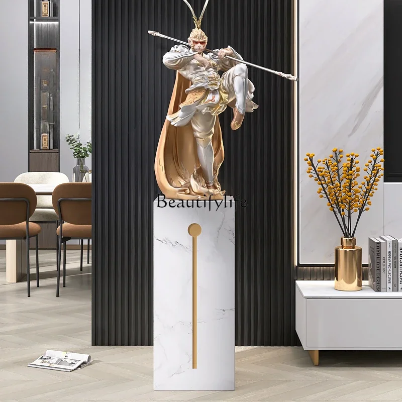 Sun Wukong living room human-shaped floor ornament fights against Buddha marble sculpture