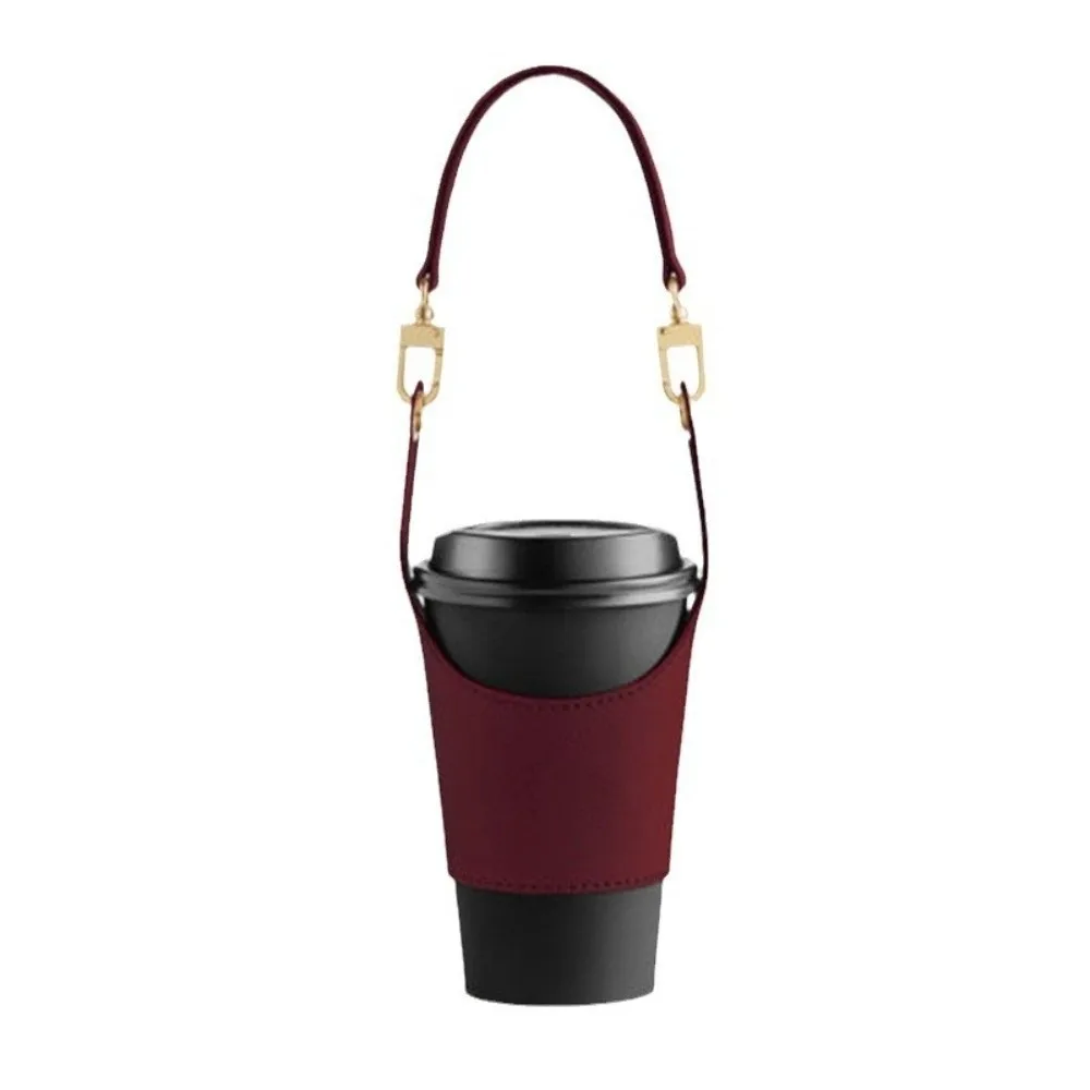 Portable Design Leather Cup Cover Insulating Function Carrying Strap Cup Holder PU Universal Fit Water Bottle Sleeve Travel Use
