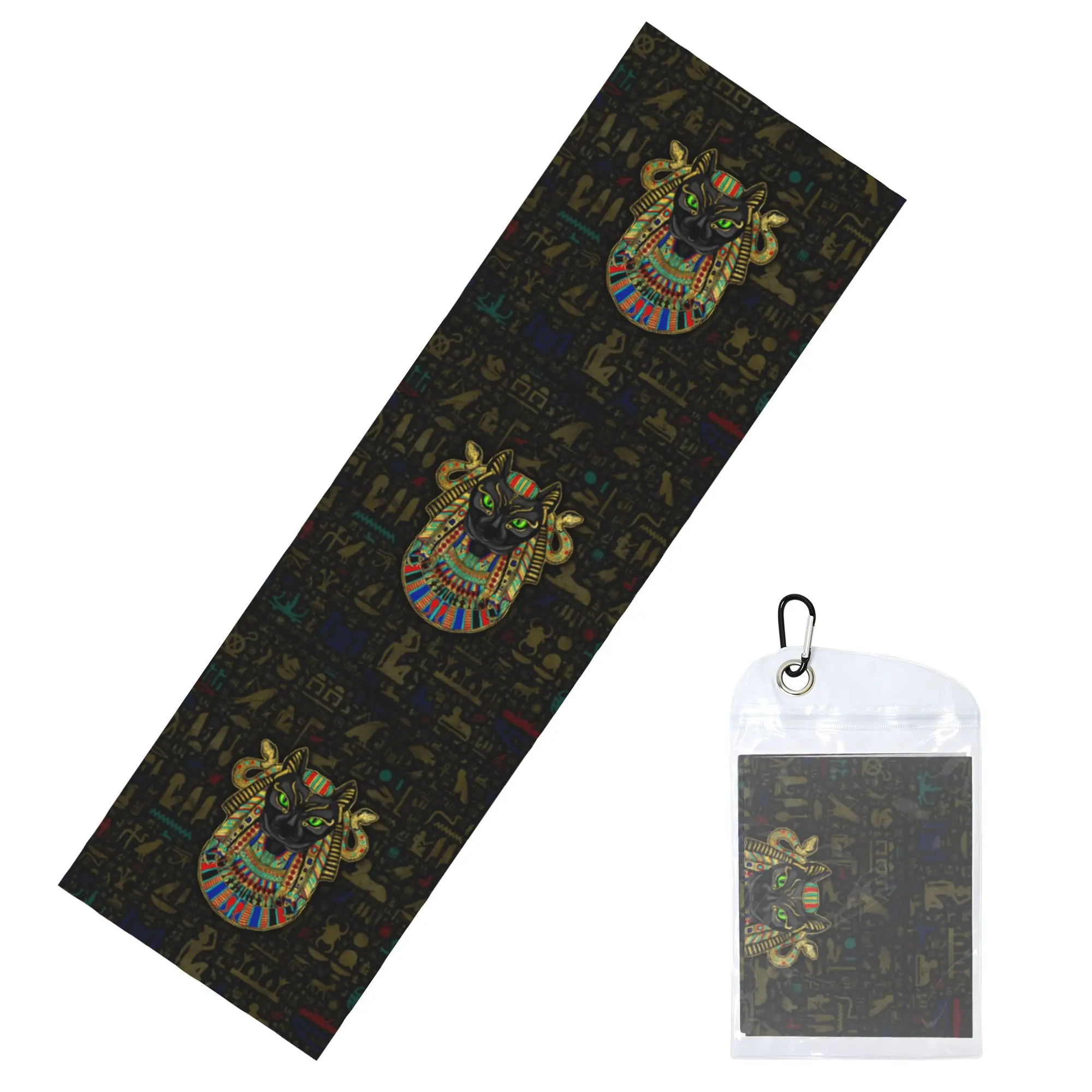 Cold Exercise Towel Hieroglyphics Bastet Egyptian Goddess Beach Sports Yoga Camping Towel Refreshing Sports Scarf Face Towels