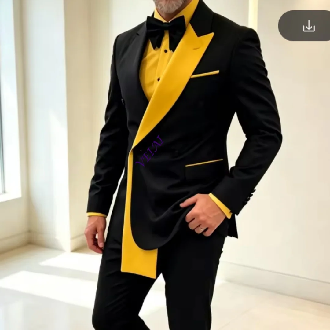 CustomizedMix Colors Double Breasted Custom Made Men Suit Set Separates 2 Pieces Jacket Pants for Wedding Groom Tuxedo for Prom