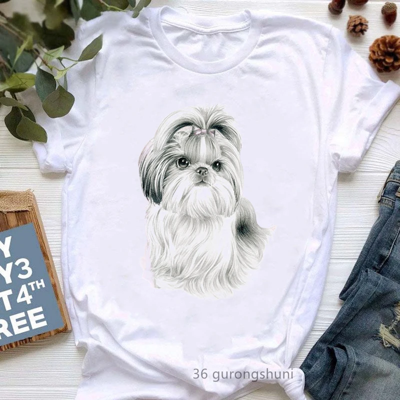 

Aesthetic Clothes Cavalier King Charles Spaniel Print T-Shirt Women Sketch Dog Lover Tshirt Femme Harajuku Kawaii T Shirt Tops