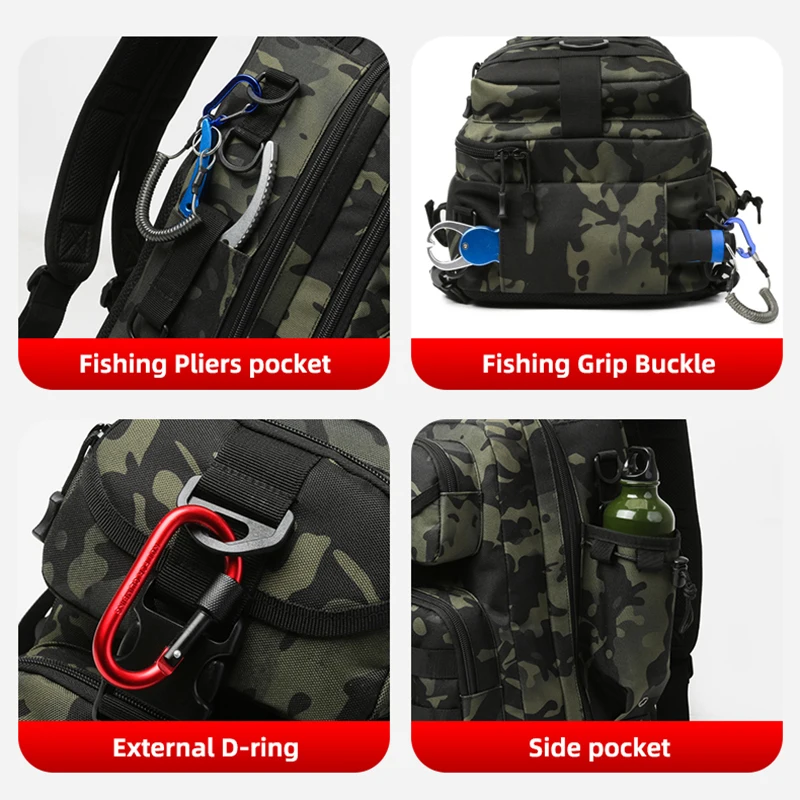 Large Capacity Fishing Backpack Fishing Tackle Bags Camping Molle Shoulder Chest Bag Lures Gear Box Utility Storage Accessories