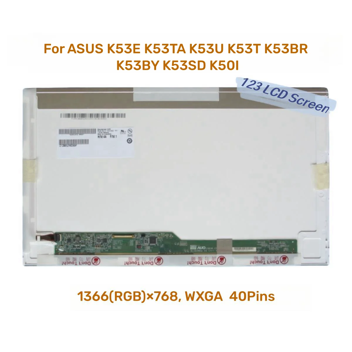 

ЖК-матрица 15,6 дюйма для ноутбука ASUS K53E K53TA K53U K53T K53BR K53BY K53SD K50I, сменный светодиодный экран, дисплей 1366*768, 40 контактов