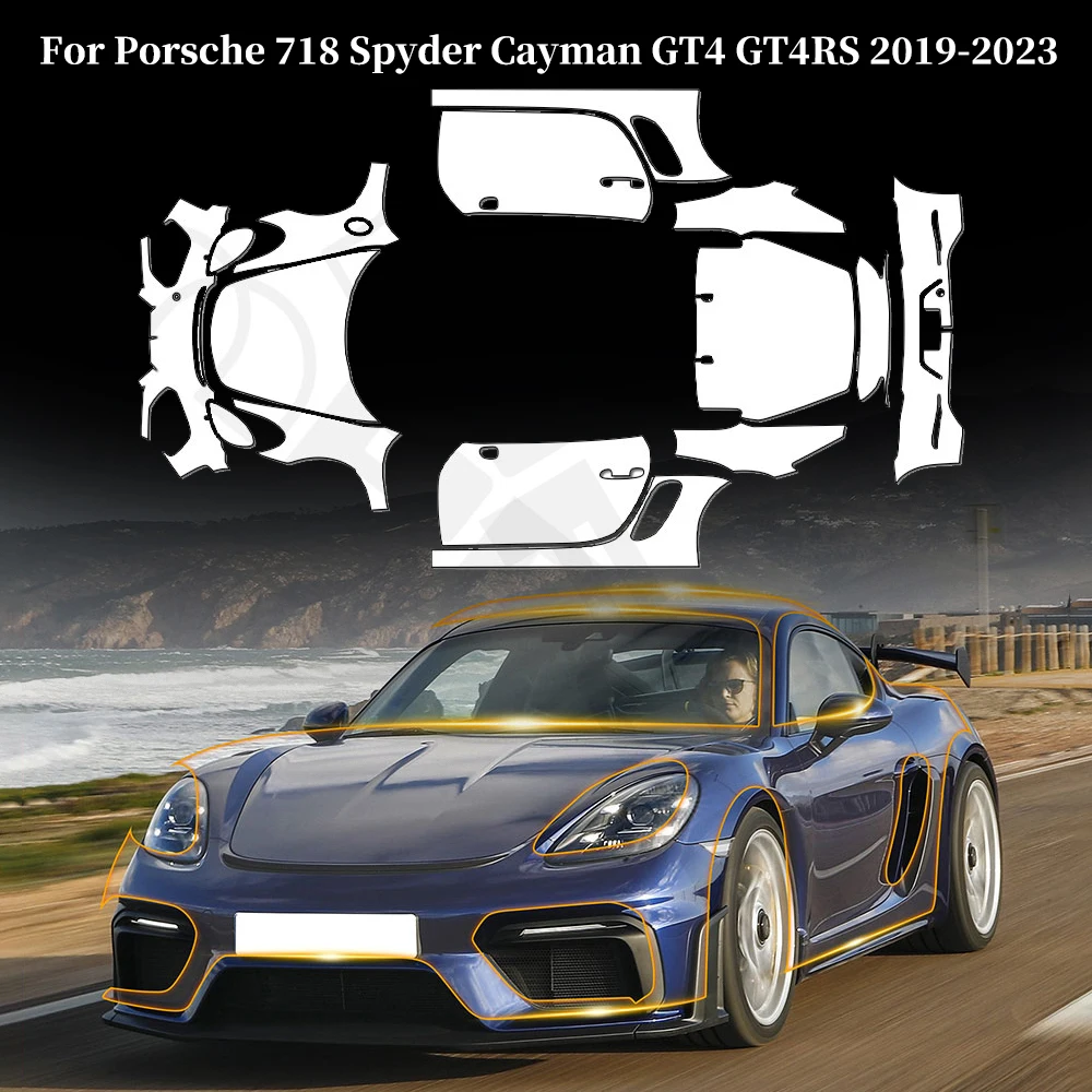 

For Porsche 718 Spyder Cayman GT4 GT4RS 2019-2023 Anti-scratch TPU Paint Protection Film Pre-cut Clear PPF Car Body Resistant