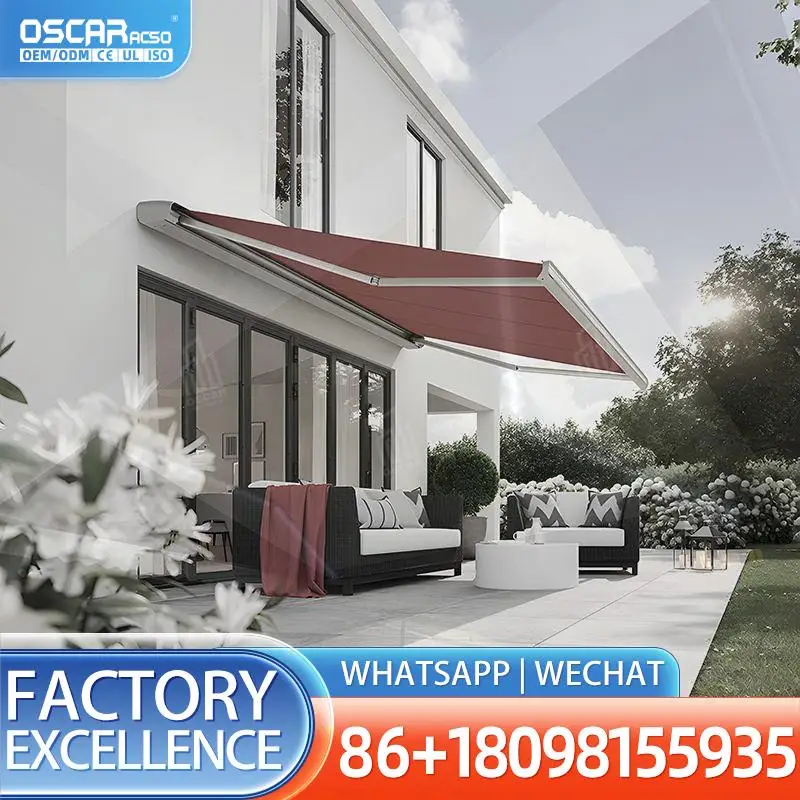 Rainproof Electric Folding Windproof Awning Remote Control Sturdy Patio Balcony Window Outdoor Canopy Retractable Awning