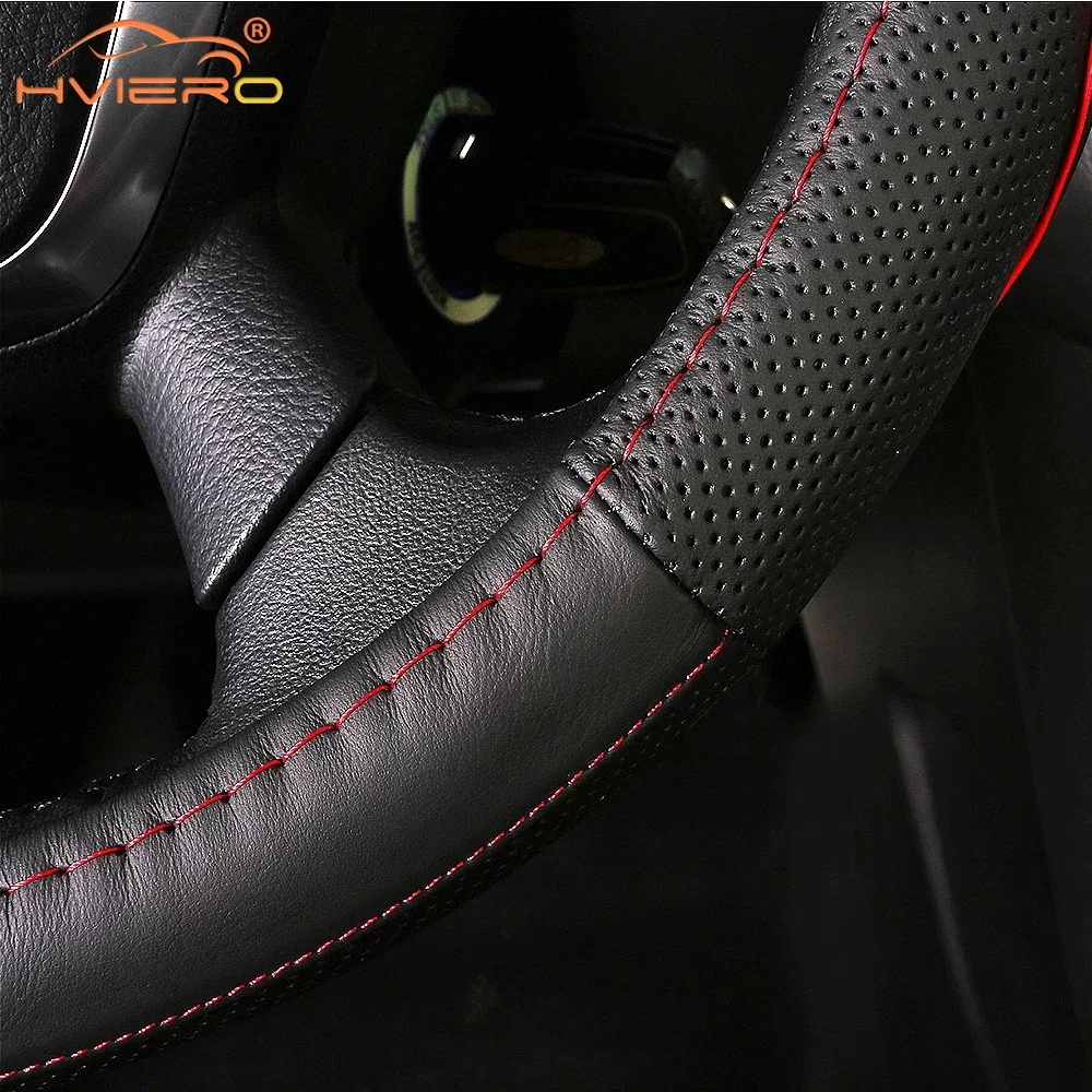 Steering-wheel Car Styling Steering Wheel Covers Interior Accessories Extremely Soft Leather Braid on Needle Thread Decoration