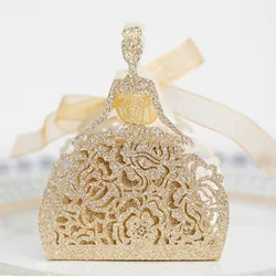 50pcs Laser Hollowed Out Gold Onion Powder Candy Box European Style Beautiful Rose Girl Handbag Gift Box Gift Box Packaging