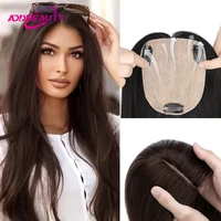 Tupé liso 100% cabello humano Remy para mujer, Base de seda, Clip de extensión de cabello humano, Toppers de sistema de cabello Natural