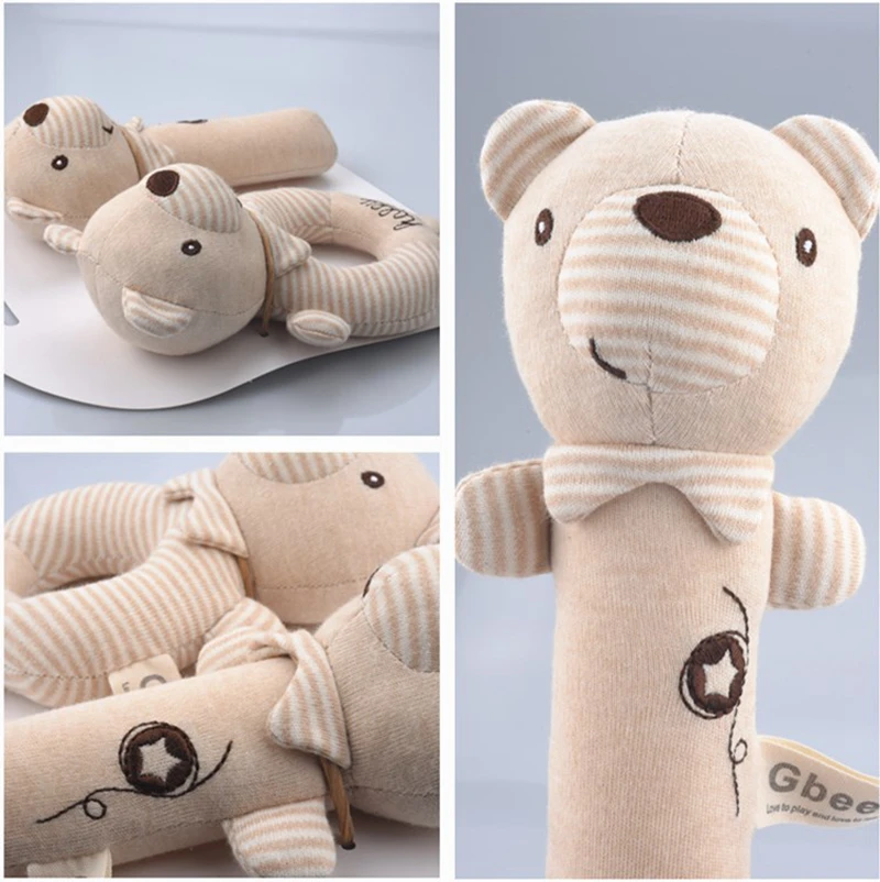 Newborn Baby Rattles Rabbit Bear Grab Ability Training Toys Infant Stroller Bed Hanging Bell Plush Dolls Baby Birthday Gift Toys