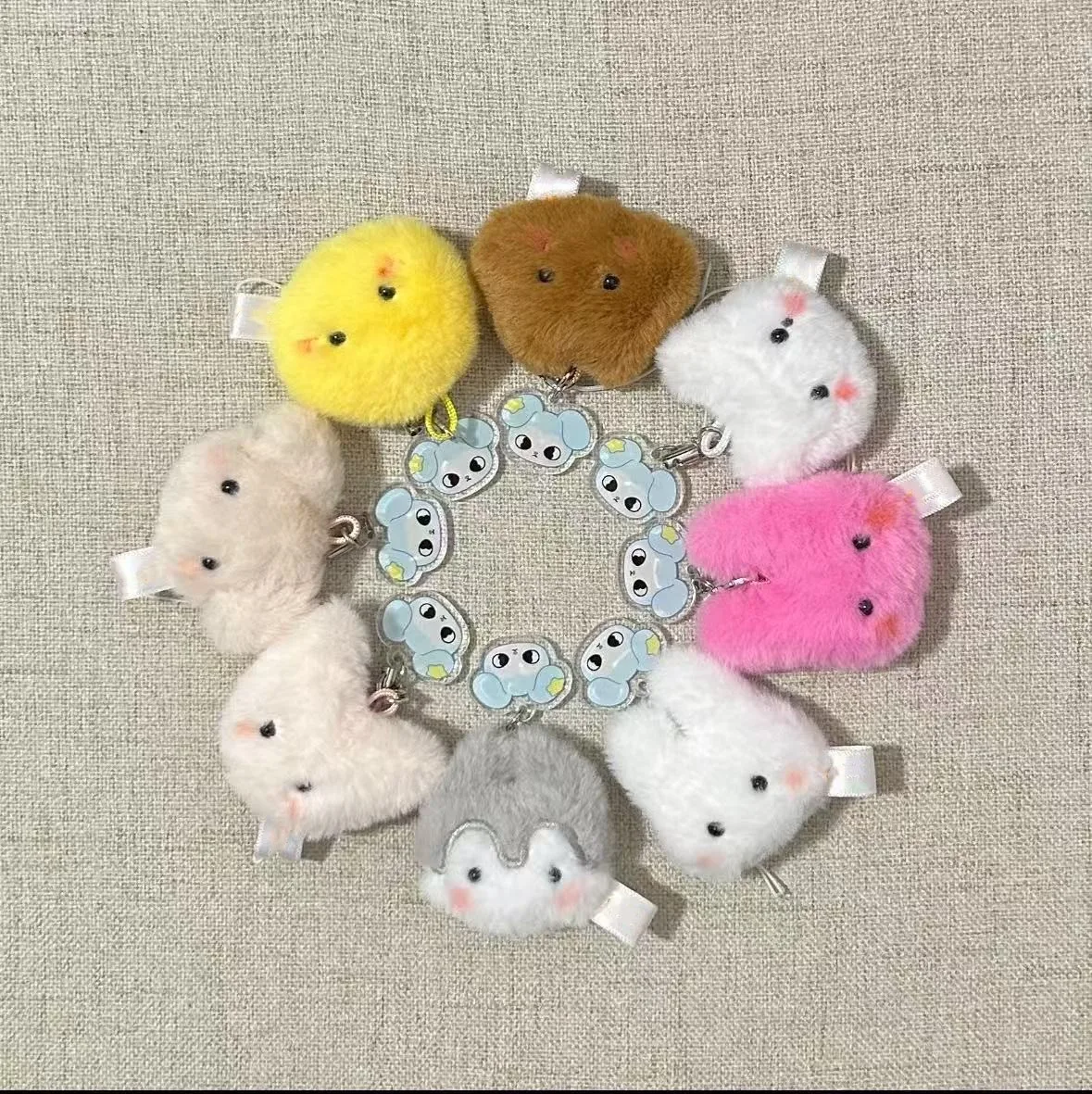 2026 Korean Wave New Cartoon Animal Plush Acrylic Keychain Bag Pendant Women's Accessories Fan Gift Wholesale